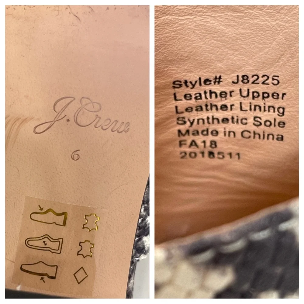 J.Crew Grey Sophia High Block-heel Faux Snakeskin Mules/Slides